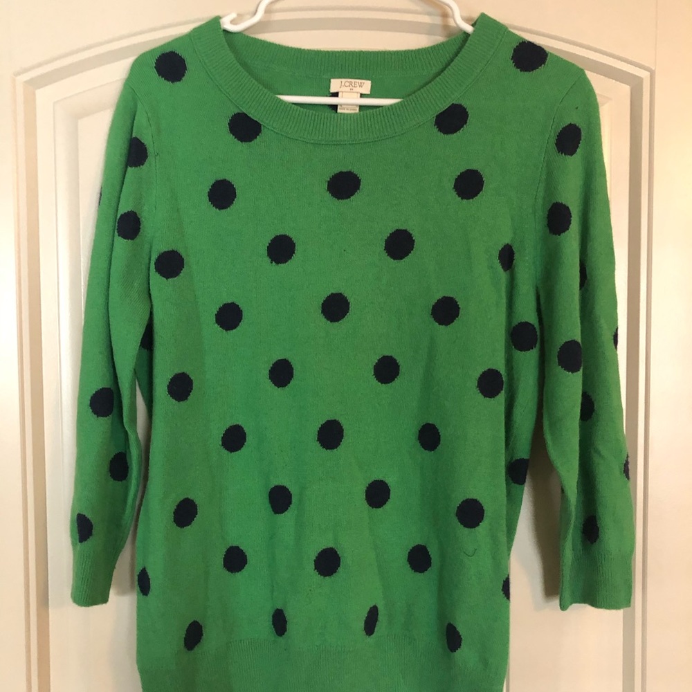 Green polka dot sweater from J Crew